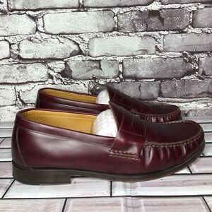 Jack Erwin Charlie Burgundy Leather Penny Loafers Dress Shoes Men Sz 9.5 US/43EU